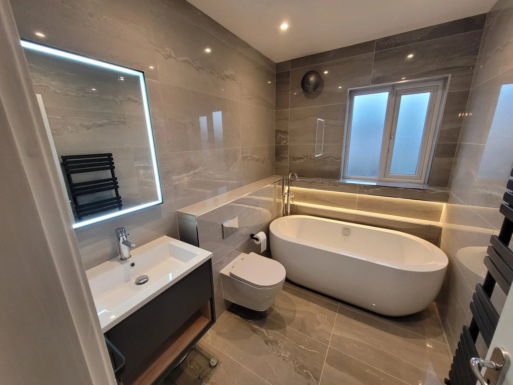 Luxury spa bathroom with freestanding bath